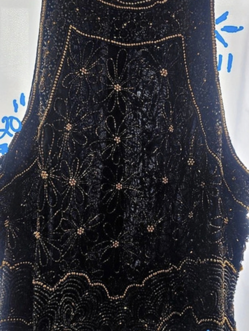Mark & John by Gopal Beaded Floral Tank Top in Black & Gold
